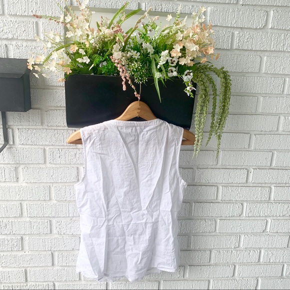 Loft Sleeveless White Button Up Ruffle Blouse Size S/P - Picture 5 of 8